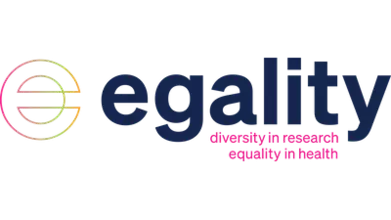 Logo of Egality with the subtitle "diversity in research, equality in health"