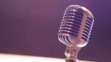 Close-up of a condenser microphone