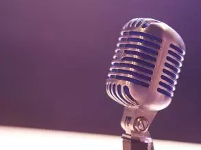 Close-up of a condenser microphone