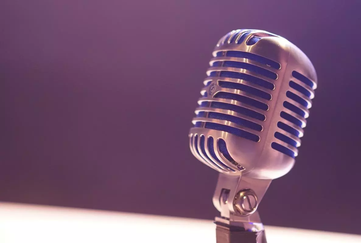 Close-up of a condenser microphone